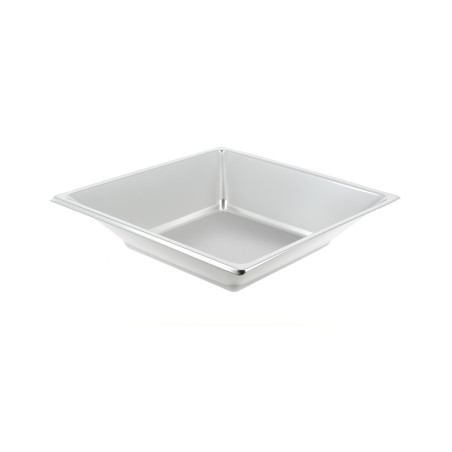 Assiette Plastique Carrée Creuse Argenté 180mm (300 Utés)