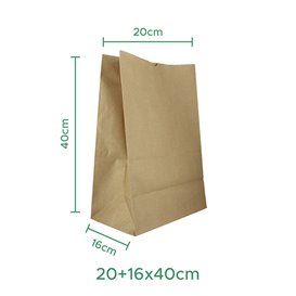 Sac en papier KRAFT sans anses 20+16x40cm (500 Unités)