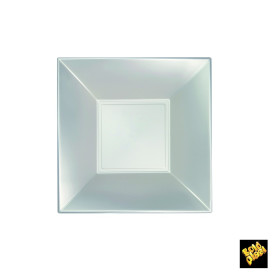 Assiette Plastique Réutilisable Creuse Argentée Pearl PP 180mm (300 Utés)