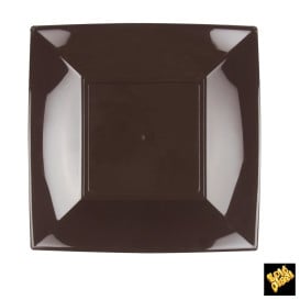 Assiette Plastique Réutilisable Plate Marron PP 230mm (300 Utés)