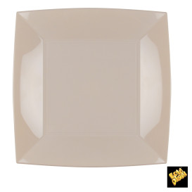 Assiette Plastique Réutilisable Plate Beige PP 230mm (300 Utés)