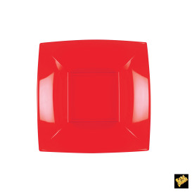 Assiette Plastique Réutilisable Creuse Rouge PP 180mm (300 Utés)