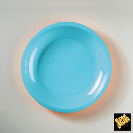 Assiette Plastique Réutilisable Plate Turquoise PP Ø220mm (50 Utés)