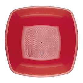 10 Assiettes ovales plastique réutilisable rouge 25,5 x 19,5 cm