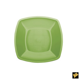 Assiette Plastique Réutilisable Plate Vert Citron  PP 230mm (25 Utés)