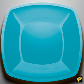 Assiette Plastique Plate Turquoise PS 300mm (150 Utés)