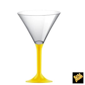 Flûte Plastique Cocktail Pied Jaune 185ml 2P (200 Utés)