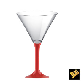 Flûte Plastique Cocktail Pied Rouge 185ml 2P (20 Utés)