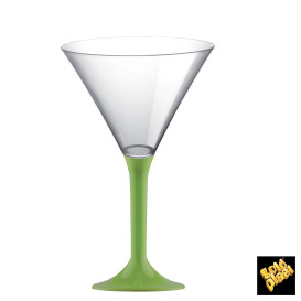 Flûte Plastique Cocktail Pied Vert citron 185ml 2P (20 Utés)