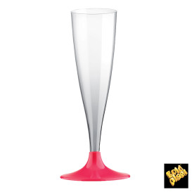 Flûte Champagne Plastique Pied Fuchsia 140ml 2P (400 Utés)