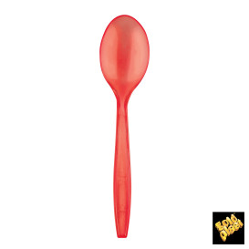 Cuillère Plastique PS Premium Rouge 190mm (50 Utés)