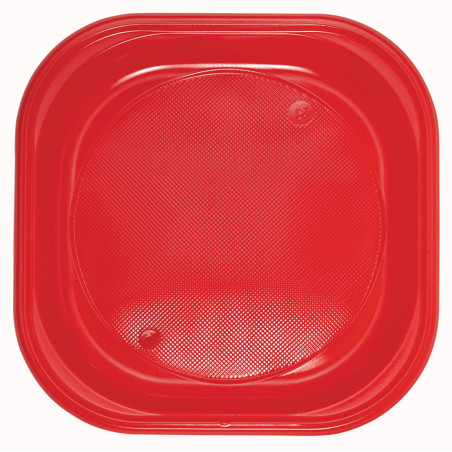 Assiette Réutilisable PS Carrée Rouge 200x200mm (250 Utés)