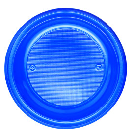 Assiette Plastique Plate Bleu Foncé PS 220mm (30 Unités)