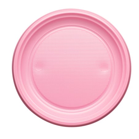 Assiette Plastique PS Plate Rose Ø170mm (50 Unités)