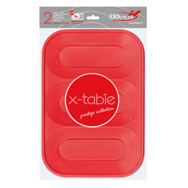 Plateau Plastique PP "X-Table" 3C Rouge 330x230mm (2 Utés)