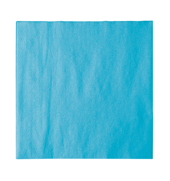 Serviette Papier 2 épaisseurs Turquoise 33x33cm (1200 Utés)