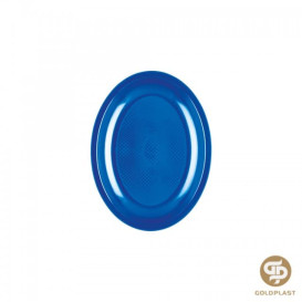 Plateau Ovale Bleu Mediterranéen Round PP 255mm (50 Utés)