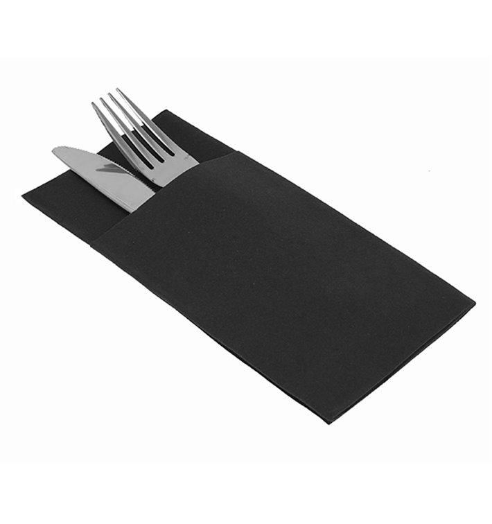 Serviette Kangourou en Airlaid Noir 40x40cm (30 Unités)