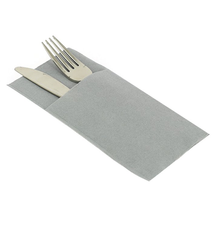 Serviette Kangourou en Airlaid Gris 40x40cm (480 Unités)