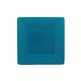 Assiette Plastique Carrée Plate Turquoise 170mm (750 Utés)