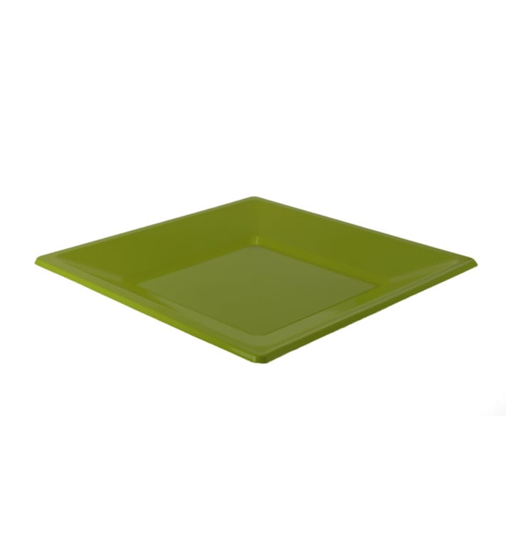 Assiette Plastique Carrée Plate Pistache 170mm (300 Utés)