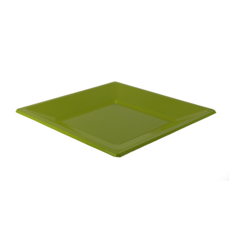 Assiette Plastique Carrée Plate Pistache 170mm (300 Utés)