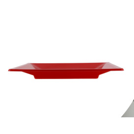 Assiette Plastique Carrée Plate Rouge 170mm (300 Unités)