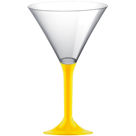 Flûte Plastique Cocktail Pied Jaune 185ml 2P (200 Utés)