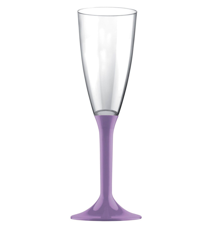 Flûte Champagne Plastique Pied Lilas 120ml 2P (20 Utés)