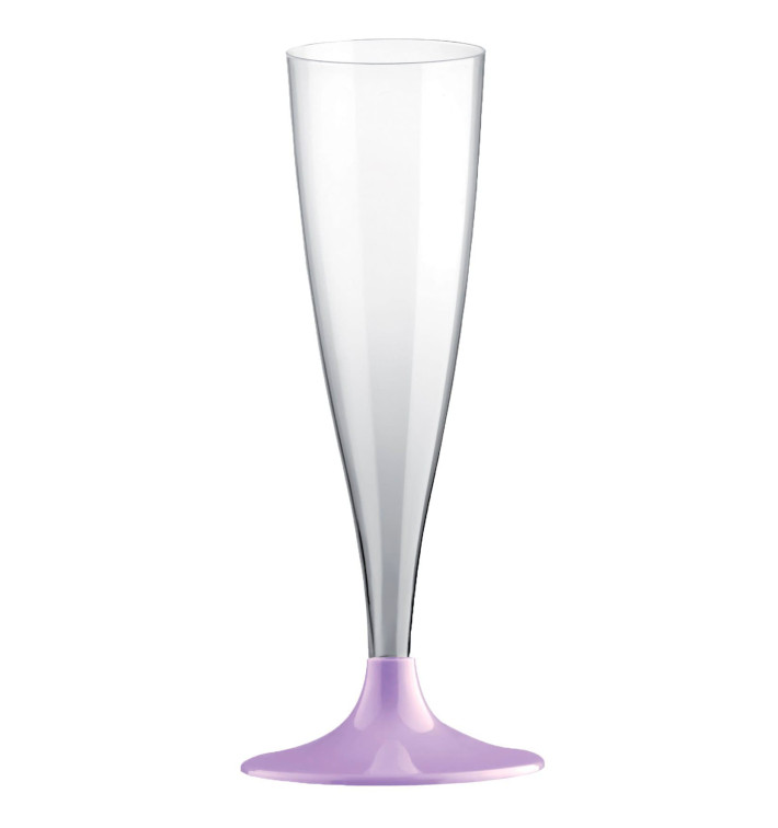 Flûte Champagne Plastique Pied Lilas 140ml 2P (400 Utés)