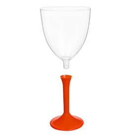 Flûte en Plastique Vin Pied Rouge 300ml 2P (200 Utés)