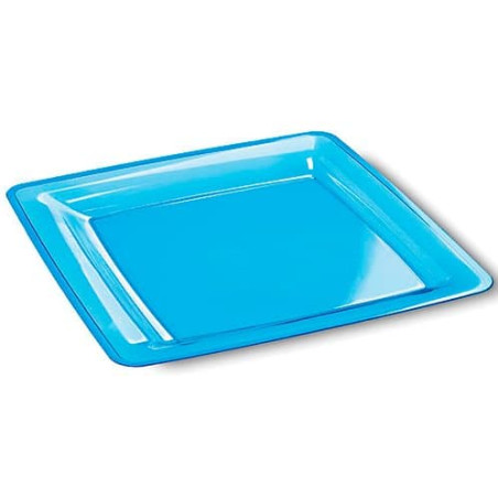 Assiette Carrée Extra Dur Turquoise 22,5x22,5cm (6 Utés)