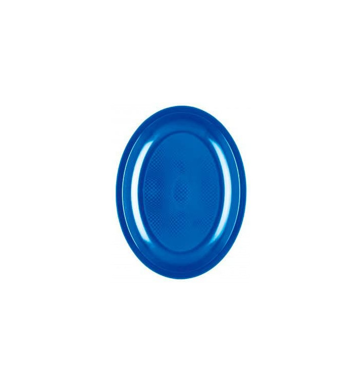 Plateau Ovale Bleu Mediterranée Round PP 255mm (50 Utés)