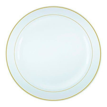 Assiette en Plastique Dur avec Liseré Or 15cm (20 Utés)