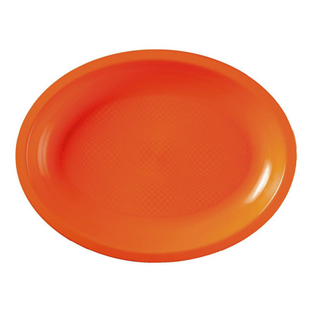 Plateau Dur Réutilisable Ovale Orange PP 31,5x22cm (300 Utés)