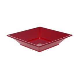 Assiette Plastique Carrée Creuse Bordeaux 170mm (360 Unités)