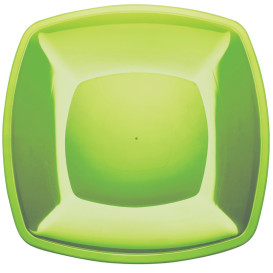 Assiette Plastique Réutilisable Plate Vert Citron  PS 300mm (144 Utés)