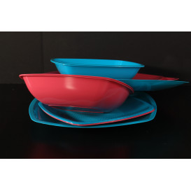 Assiette Plastique Réutilisable Creuse Rouge Transp.  PS 180mm (25 Utés)