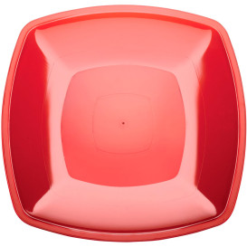 Assiette Plastique Réutilisable Plate Rouge Transp.  PS 300mm (12 Utés)