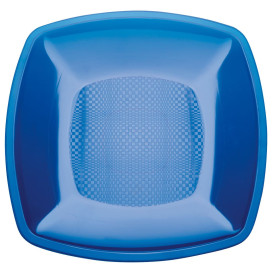 Assiette Plastique Réutilisable Plate Bleu Transp.  PS 230mm (25 Utés)
