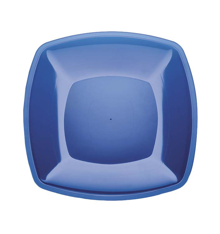 Assiette Plastique Réutilisable Plate Bleu Transp.  PS 300mm (144 Utés)