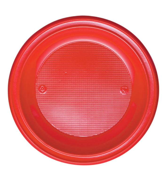 Assiette Plastique PS Plate Rouge Ø280mm (140 Unités)