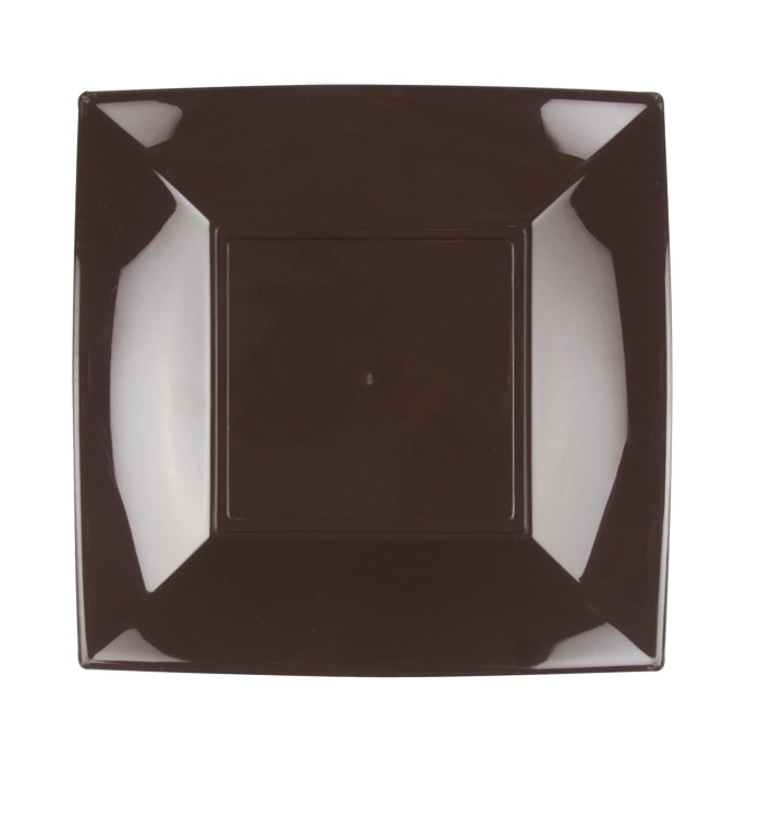 Assiette Plastique Réutilisable Plate Marron PP 230mm (300 Utés)