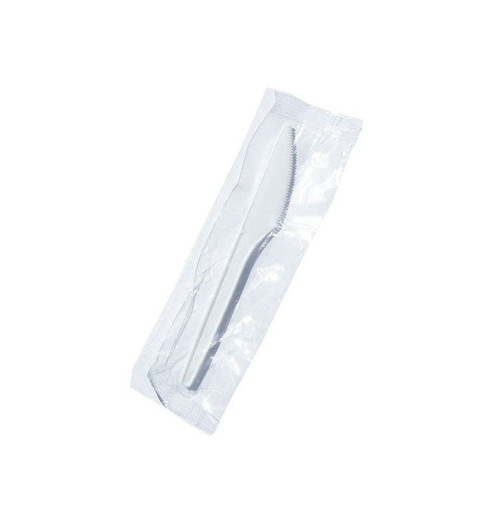 Couteau en Plastique Blanc 165mm en Sachet (1000 Utés)