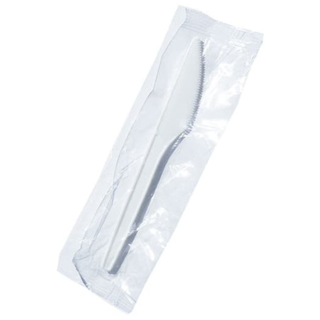 Couteau en Plastique Blanc 165mm en Sachet (100 Utés)