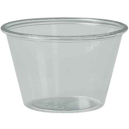 Pot Plastique rPET Cristal à Sauce 120ml Ø7,5cm (250 Utés)