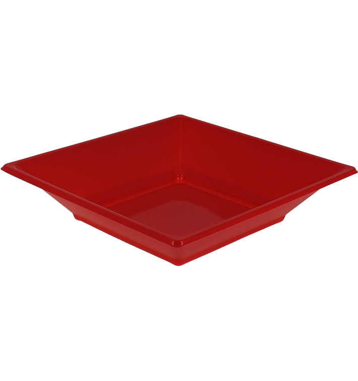 Assiette Plastique Creuse Carrée Rouge 170mm (300 Unités)