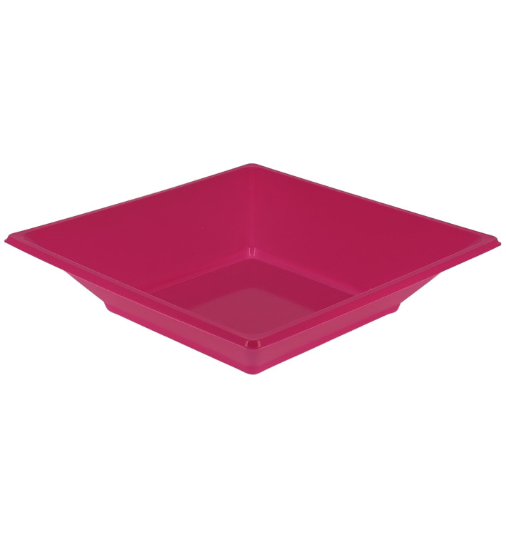 Assiette Plastique Creuse Carrée Fuchsia 170mm (300 Unités)