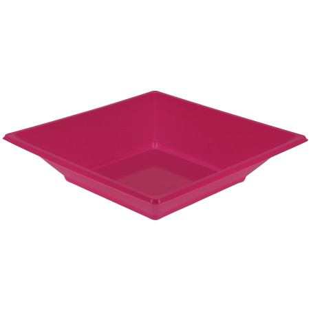 Assiette Plastique Creuse Carrée Fuchsia 17cm (300 Utés)