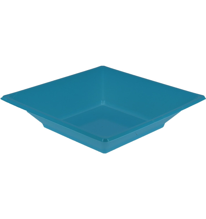 Assiette Plastique Creuse Carrée Turquoise170mm (300 Unités)